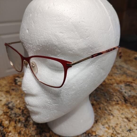 Marc Jacobs Eyeglasses Womens 53-17 Red Gold Cat Eye Clear Frames Designer - Picture 1 of 12